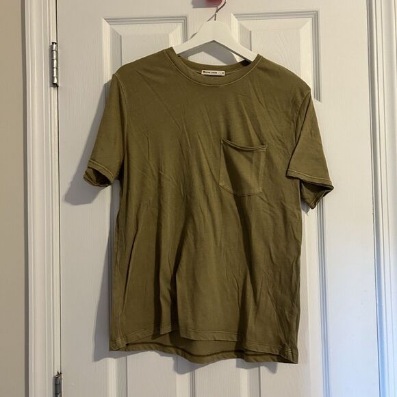 Marine Layer Shirt Olive Green Men's Medium Basic Short Sleeve Tee Chest Pocket - Picture 1 of 9
